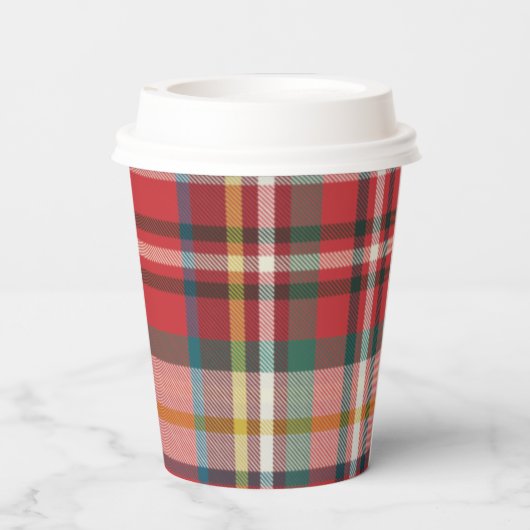 Plaid Elegant Rustiek Rood Check Vrijgezellenfeest Papieren Bekers (Achterkant)