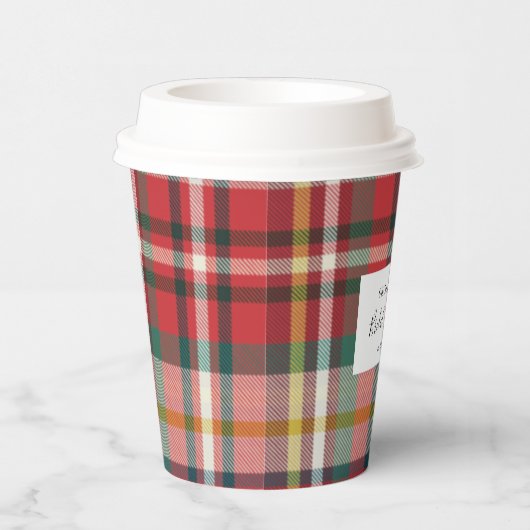 Plaid Elegant Rustiek Rood Check Vrijgezellenfeest Papieren Bekers (Rechts)