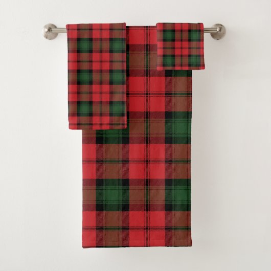 Plaid Elegant Rustiek Rood en Groen Tartan Bad Handdoek (Insitu)