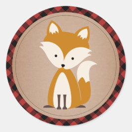 Plaid en Baby Fox Ronde Sticker