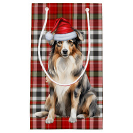 Plaid en een Australische herder kersthond Klein Cadeauzakje