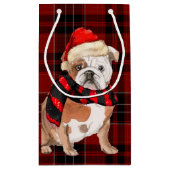 Plaid en een Engelse Bulldog Christmas Dog Klein Cadeauzakje (Achterkant)