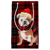 Plaid en een Engelse Bulldog Christmas Dog Klein Cadeauzakje (Voorkant)