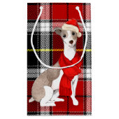 Plaid en een Italiaanse Greyhound Christmas Dog Klein Cadeauzakje (Achterkant)