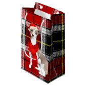 Plaid en een Italiaanse Greyhound Christmas Dog Klein Cadeauzakje (Voorkant Gekanteld)