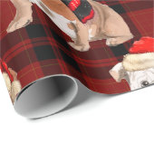 Plaid en Engels Bulldog Hondenliefhebbers Kerst Cadeaupapier (Rol Hoek)