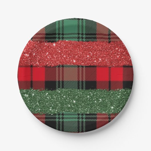 Plaid en glitter 7"rond document Bord (Voorkant)