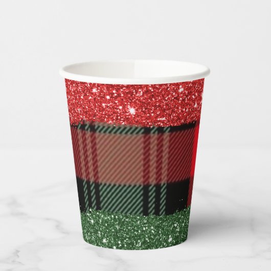 Plaid en glitter 8oz papieren beker, deksel: Geen Papieren Bekers (Links)