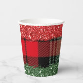 Plaid en glitter 8oz papieren beker, deksel: Geen Papieren Bekers (Voorkant)