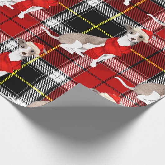 Plaid en Italiaans Greyhound Hondenliefhebbers Ker Cadeaupapier (Hoek)
