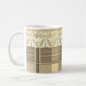 Plaid en kant goud en crème schattig girly koffiemok (Links)