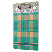 Plaid en kant groene perzik schattig girly klembord (Links)