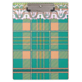 Plaid en kant groene perzik schattig girly klembord (Voorkant)