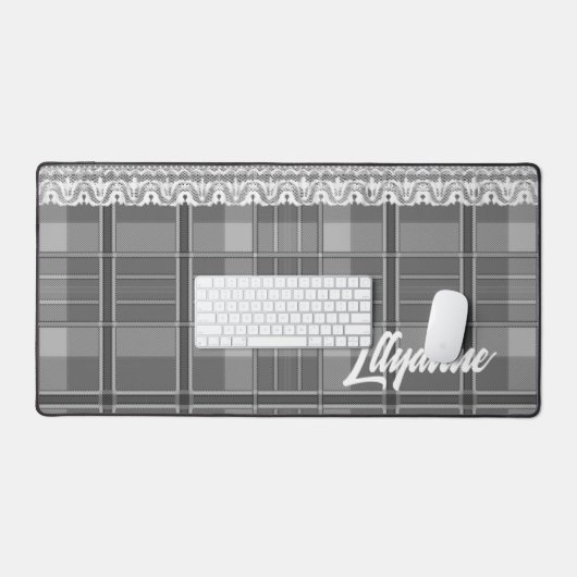 Plaid en kant zwart en wit schattig bureaumat (Keyboard & Muis)