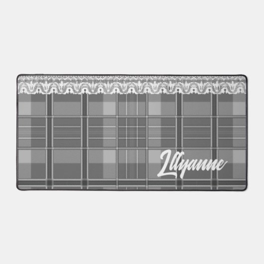 Plaid en kant zwart en wit schattig bureaumat (Voorkant)