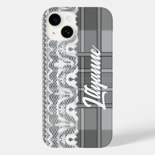 Plaid en kant zwart en wit schattig Case-Mate iPhone case (Achterkant)