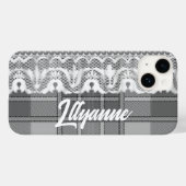 Plaid en kant zwart en wit schattig Case-Mate iPhone case (Achterkant (horizontaal))