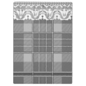 Plaid en kant zwart grijs wit schattig girly klembord (Achterkant)