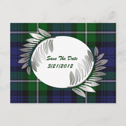 Plaid en Silver Ferns Save The Date Briefkaart (Voorkant)