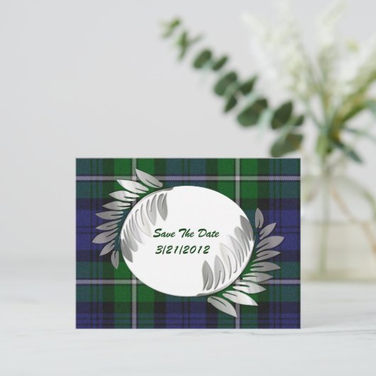 Plaid en Silver Ferns Save The Date Briefkaart (Staand voorkant)