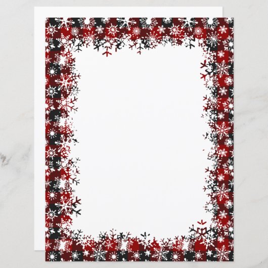 Plaid en sneeuw Kerst briefpapier (Voorkant / Achterkant)