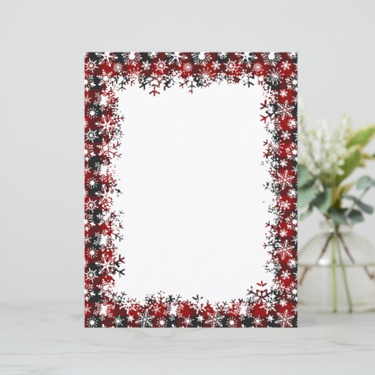 Plaid en sneeuw Kerst briefpapier (Staand voorkant)