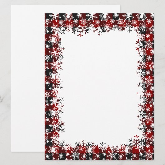 Plaid en sneeuw Kerst briefpapier Feestdagenkaart (Voorkant / Achterkant)