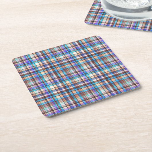 Plaid Fabric Checkered Print Pattern-57688 Kartonnen Onderzetters (Schuin)