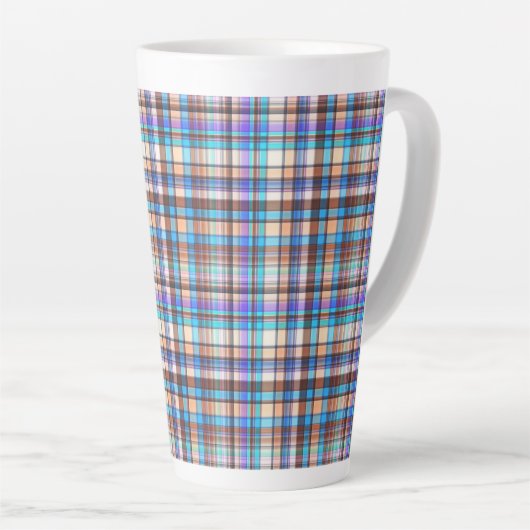 Plaid Fabric Checkered Print Pattern-57688 Latte Mok (Rechterhoek)