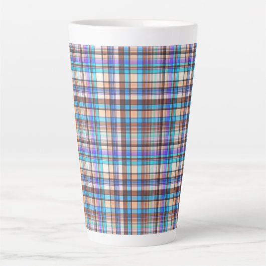 Plaid Fabric Checkered Print Pattern-57688 Latte Mok (Voorkant)