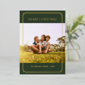 Plaid Familie Foto Geometrische Kerstmis Goud Folie Feestdagenkaart (Staand Voorkant)