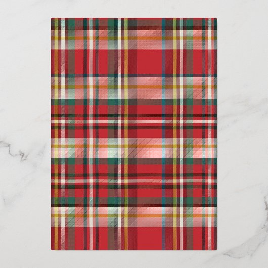 Plaid Familie Foto Geometrische Kerstmis Zilver Folie Feestdagenkaart (Achterkant)