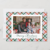 Plaid Familie Foto Prettig Kerstmis Kerstkaart (Voorkant)