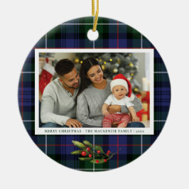 Plaid Familie Foto Rode bessen MacKenzie Tartan Keramisch Ornament