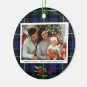 Plaid Familie Foto Rode bessen MacKenzie Tartan Keramisch Ornament (Links)