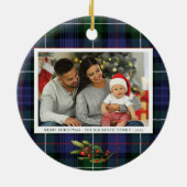 Plaid Familie Foto Rode bessen MacKenzie Tartan Keramisch Ornament (Achterkant)