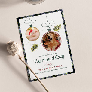 Plaid Familie Kerst Huisdier Foto's Gordon Tartan Feestdagenkaart