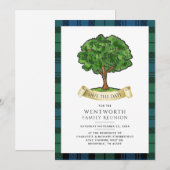 Plaid Familie Reünie Genealogie Tartan Rustic Save The Date (Voorkant / Achterkant)