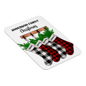 Plaid Familie van 4 Gepersonaliseerde Kerst Magneet (Rechterzijde)