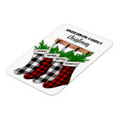 Plaid Familie van 4 Gepersonaliseerde Kerst Magneet (Linkerzijde)
