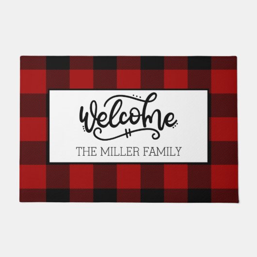 Plaid Familie Welkom Deurmat (Voorkant)