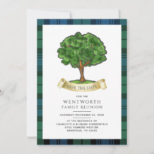 Plaid familiebijeenkomst stamboom Schotse ruit rus Save The Date