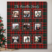 Plaid Familiefoto Collage Christmas Plaid Fleece Deken