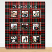 Plaid Familiefoto Collage Christmas Plaid Fleece Deken