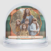 Plaid Family Christmas Photo Template Sneeuwbol (Voorkant)