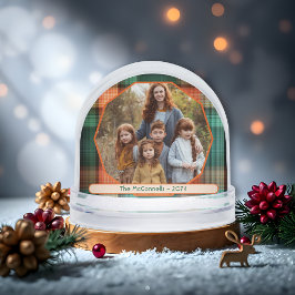 Plaid Family Christmas Photo Template Sneeuwbol