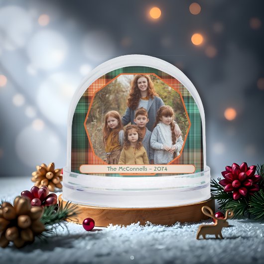 Plaid Family Christmas Photo Template Sneeuwbol
