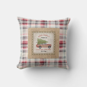 Plaid Faux Burlap Hout Gepanelde SUV Kerstboom Kussen