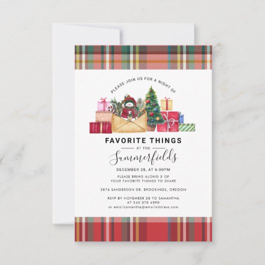 Plaid Favoriete Dingen Kerst Feestdagen Kaart (Voorkant)