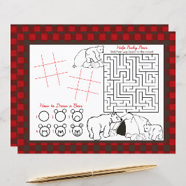 Plaid Flanel Beer Kinder Activiteitenblad Placemat